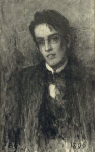 Charcoal drawing of W.B. Yeats by his father John Butler Yeats in 1896. Wikimedia Commons. Public Domain.