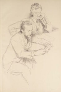 A sketch of Charles Ricketts sitting alongside Charles Shannon